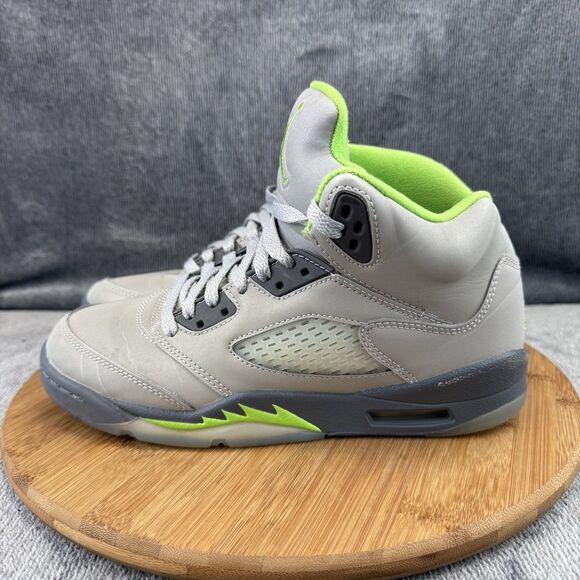 Nike Air Jordan 5 Retro Shoes Boys Size 6.5Y Silver Green Basketball Sneakers - Picture 3 of 9